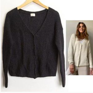 Aritzia Wilfred Front to Back Black Mohair Alpaca Cardigan Size Medium